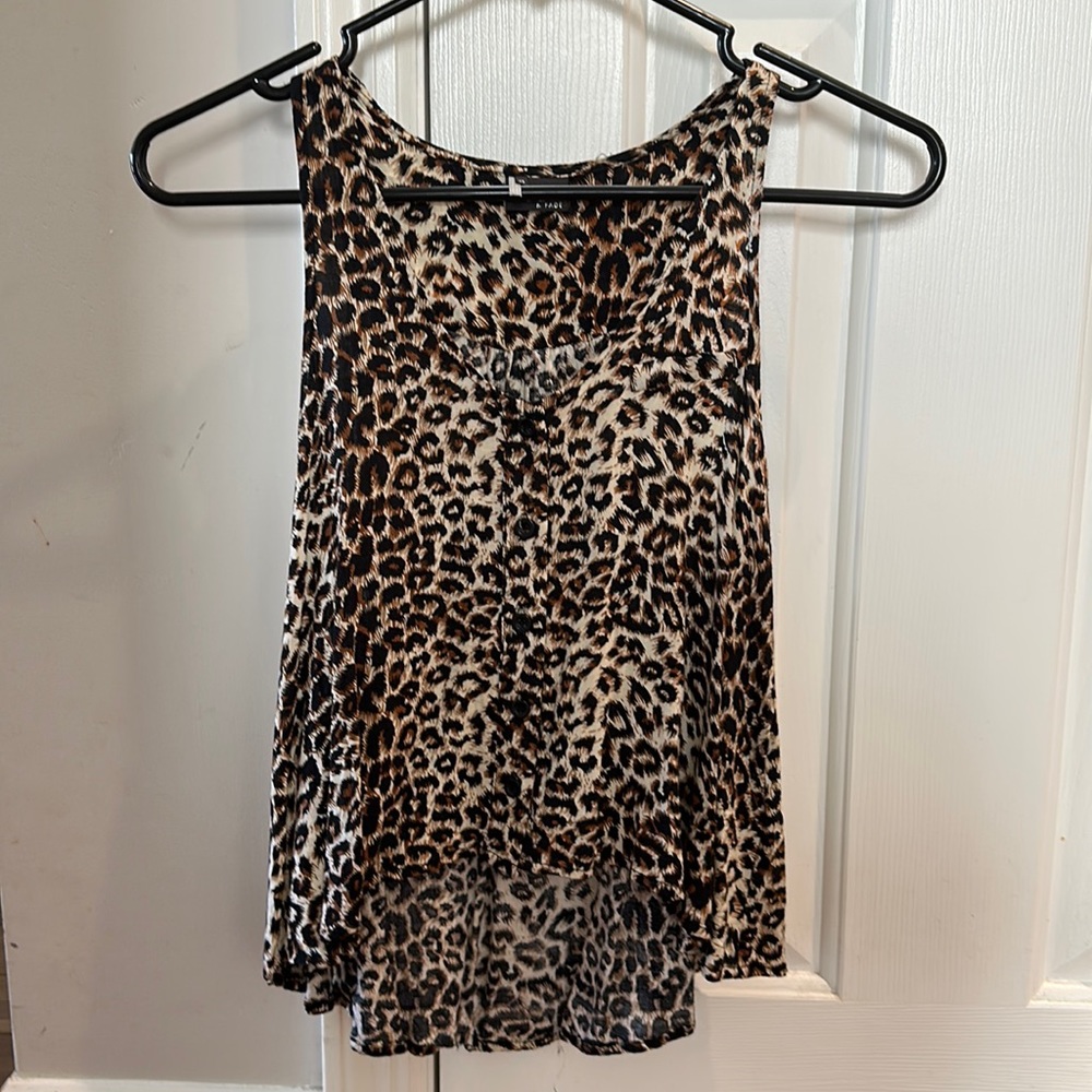 Sparkle & Fade leopard print and black hi low tank top XS / S